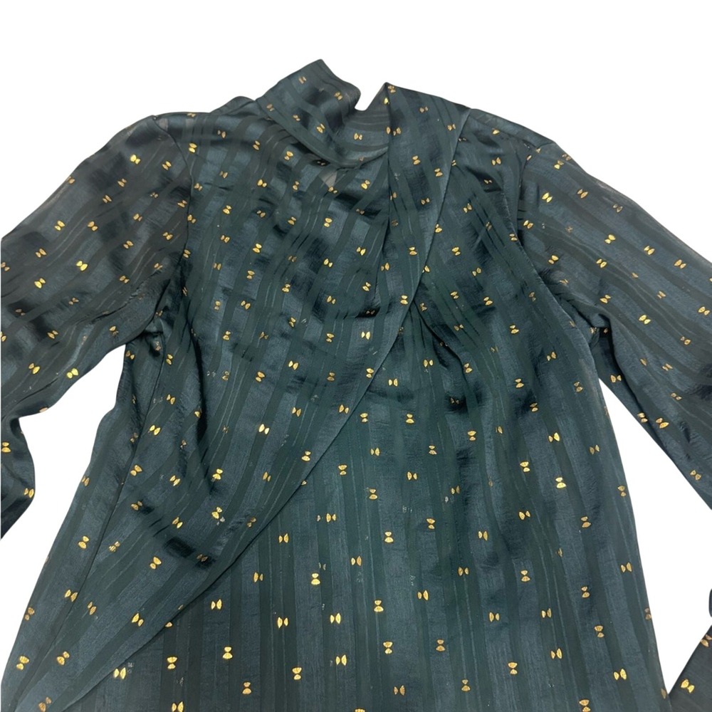 Aqua Teal Blouse with Gold Accents size‎ S